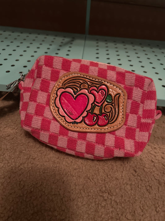 Tooled cherry hearts Travel Makeup Bag