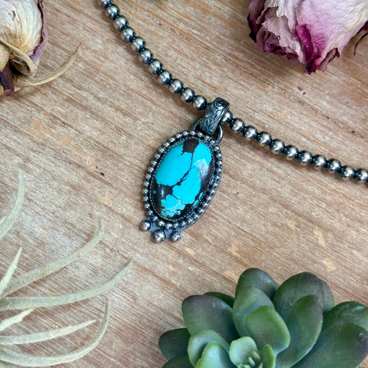 MJ pendant - Sterling Silver Turquoise Pendant