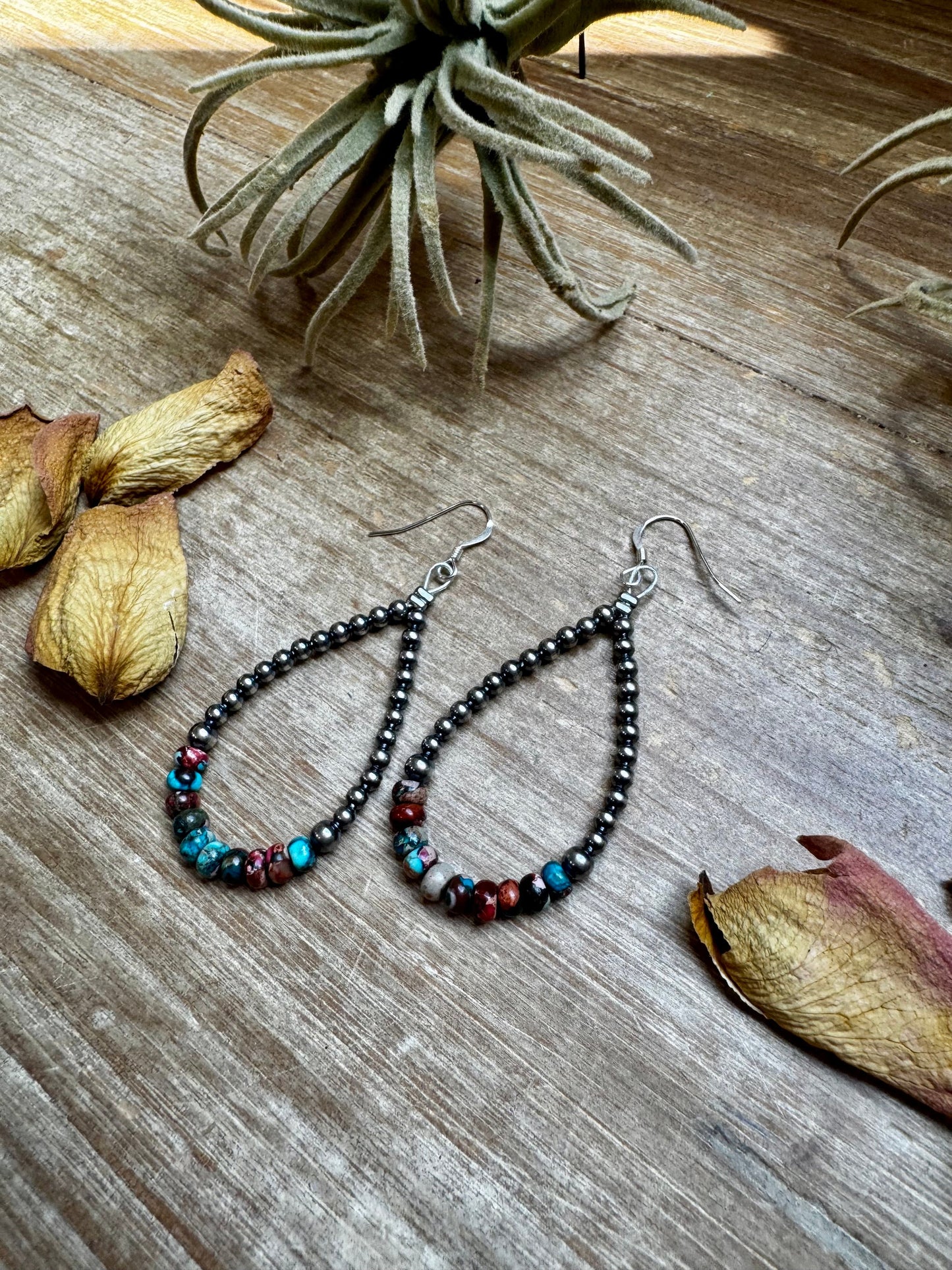Teardrop Earrings – Sterling Silver Pearl & Sea Sediment