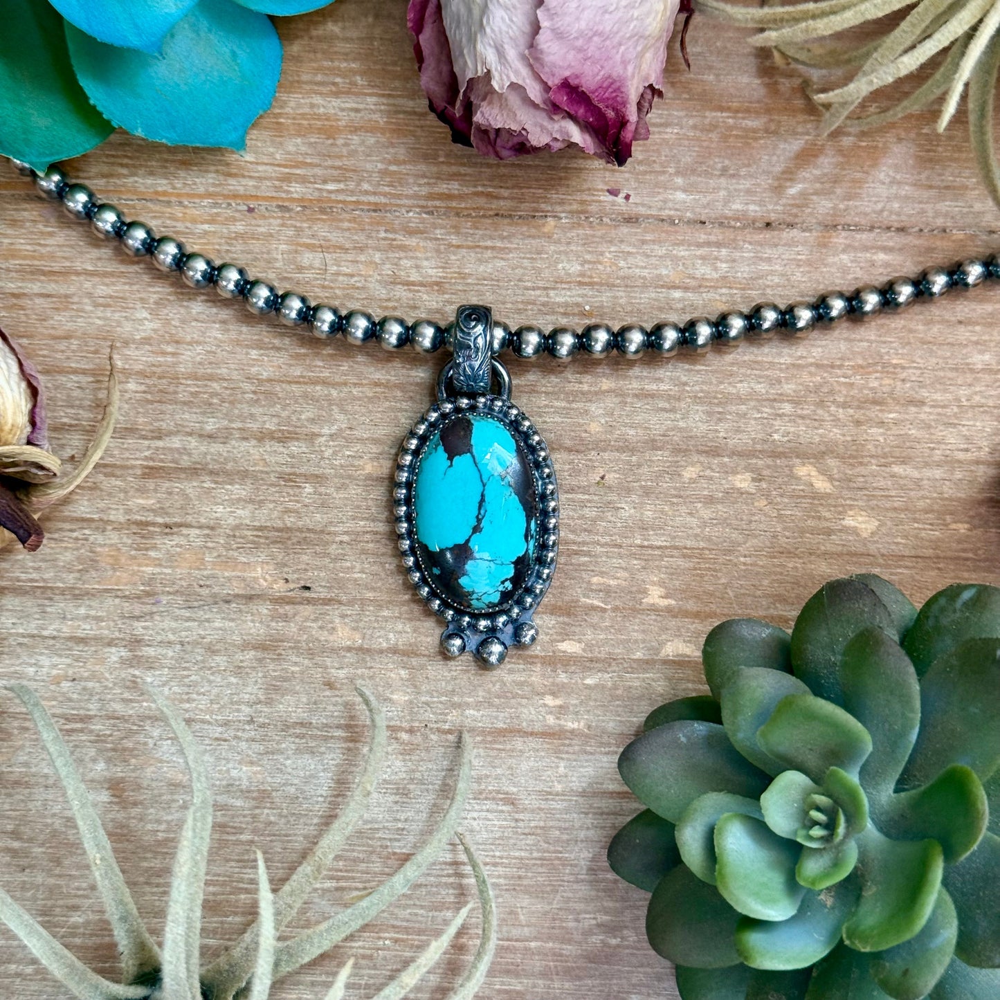 MJ pendant - Sterling Silver Turquoise Pendant