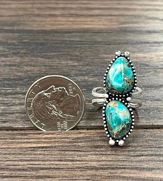 Duo Faux Turquoise Ring