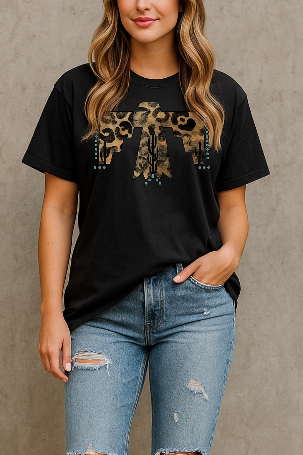 Leopard Thunderbird Western Shirt – Graphic Tee, Long Sleeve & Crewneck