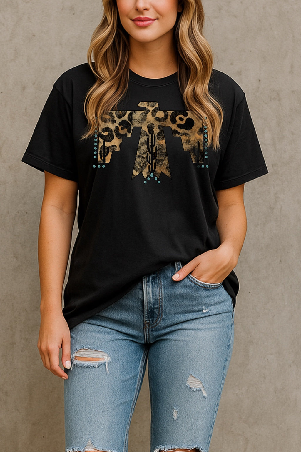 Leopard Thunderbird Western Shirt – Graphic Tee, Long Sleeve & Crewneck