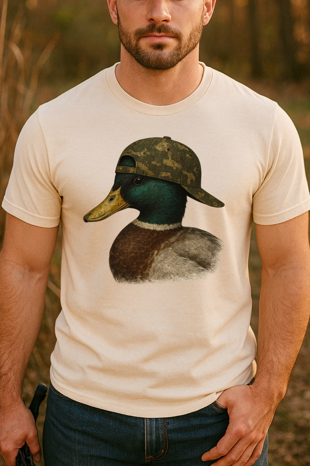 Camo Hat Mallard Duck Hunting Buddy Shirt – Graphic Tee, Long Sleeve & Crewneck