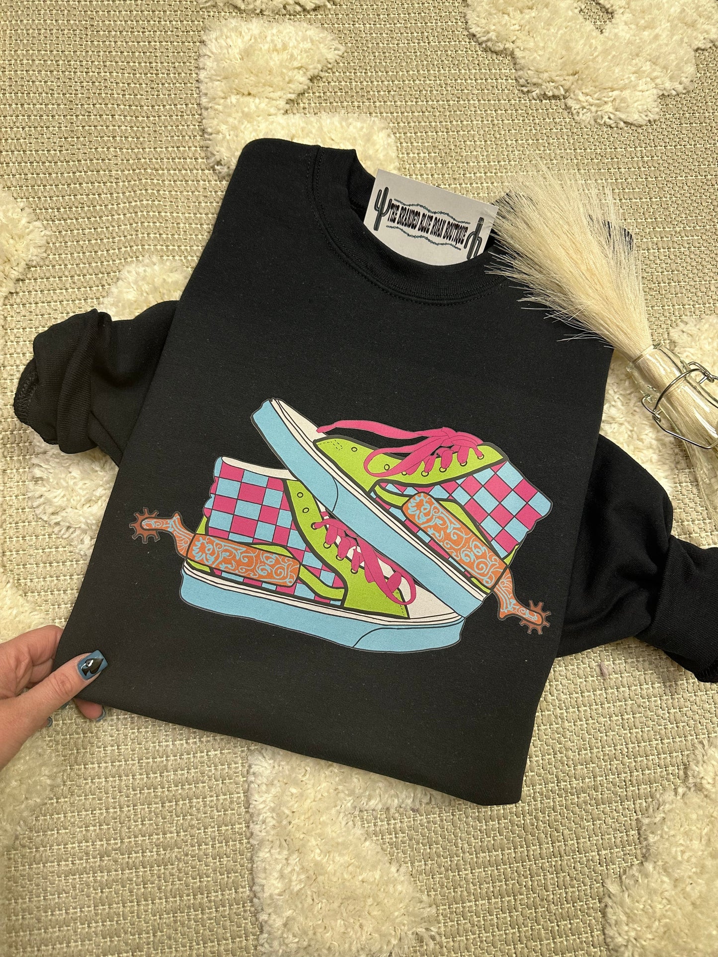 Neon checkered shoes Graphic