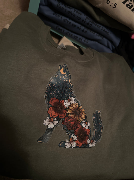 Floral Coyote Crewneck