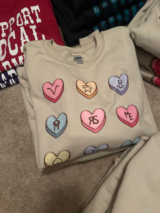 Branded Candy Hearts Crewneck