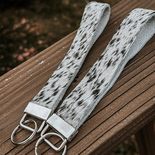 Genuine Hair-On-Hide Wristlet Keychain – Speckled Cowhide