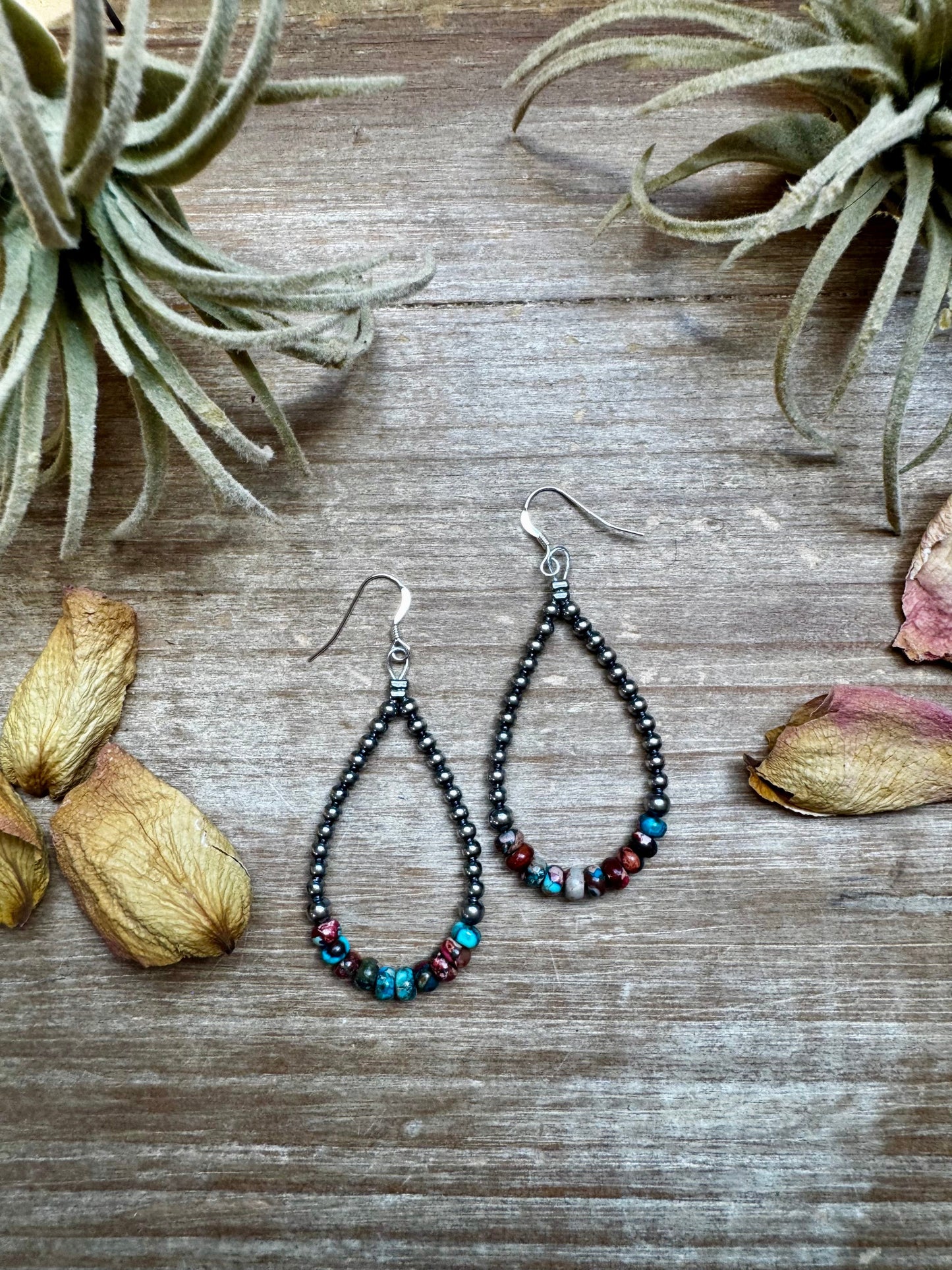 Teardrop Earrings – Sterling Silver Pearl & Sea Sediment