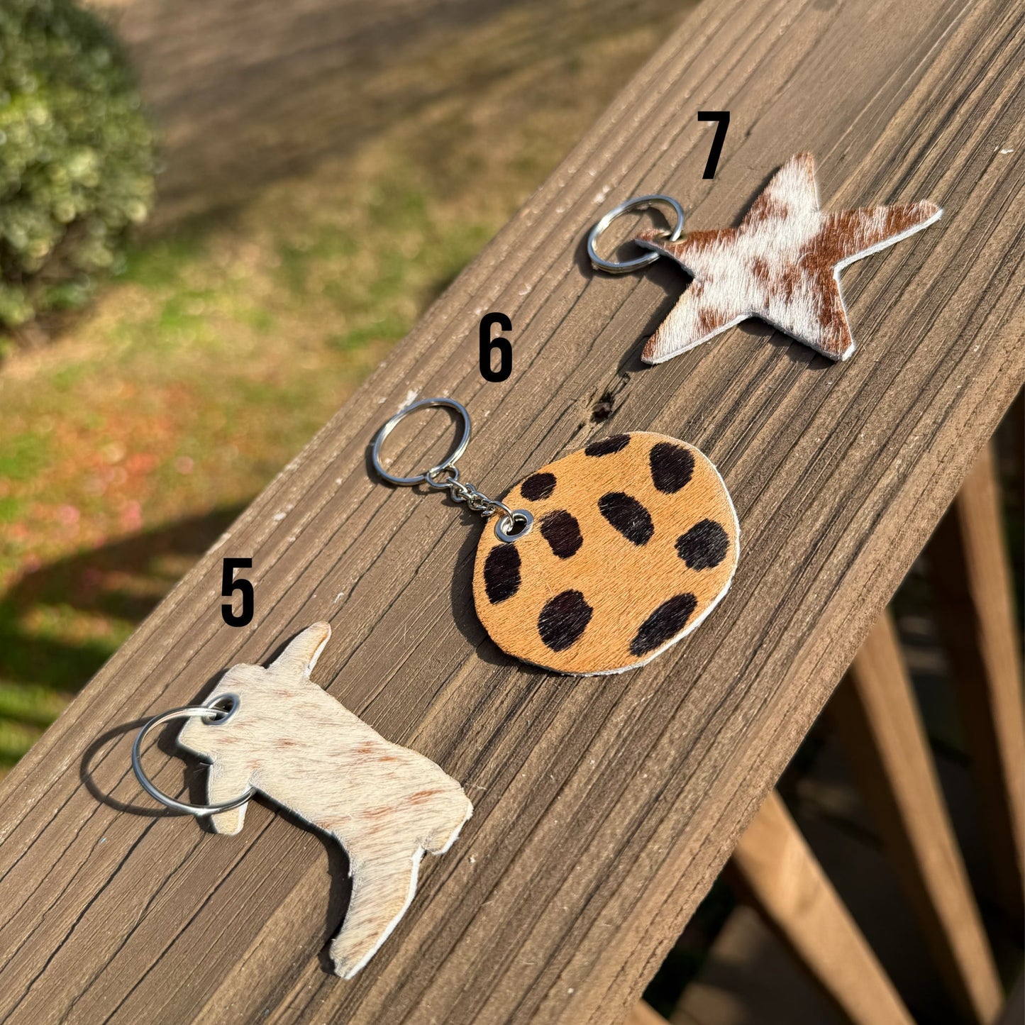 Genuine Hair-On-Hide Keychain – Single-Sided Cowhide Shapes