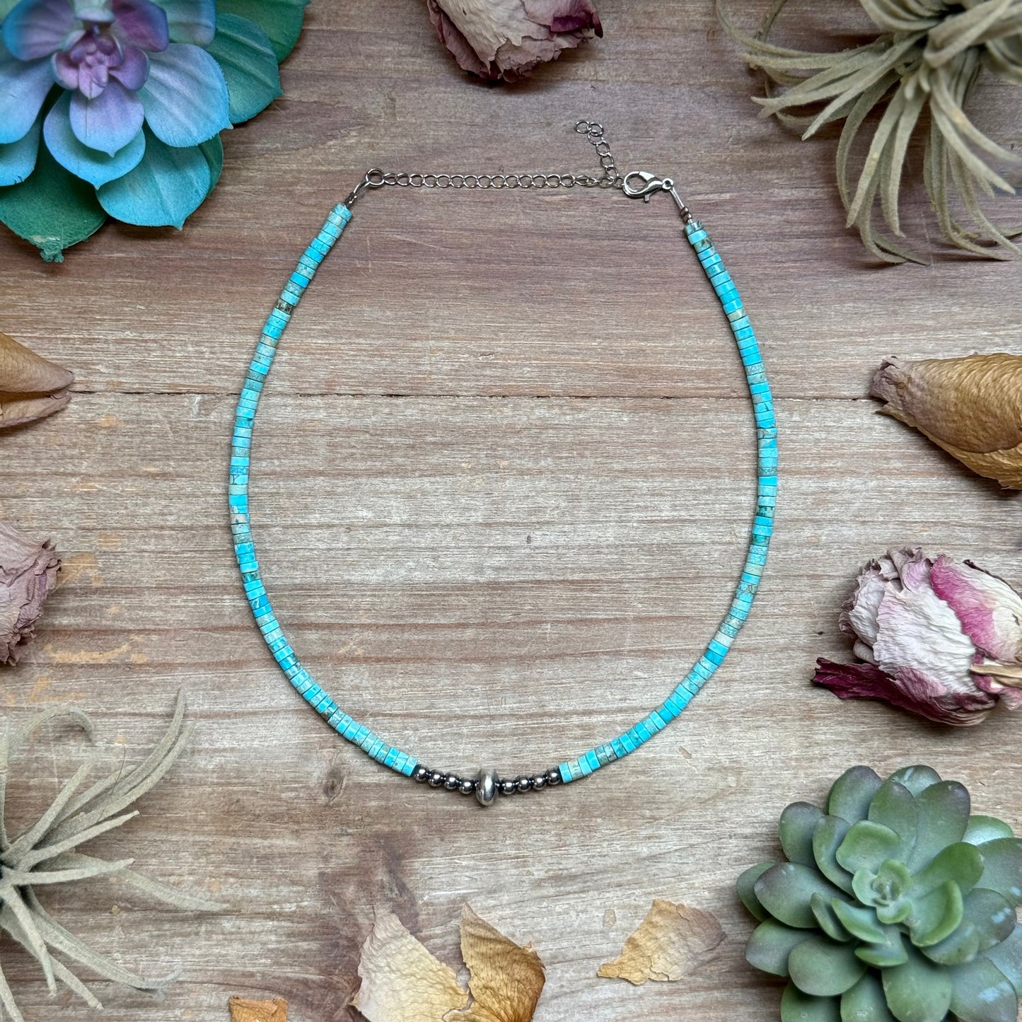 Variscite Heishi Necklace – 15" Best seller