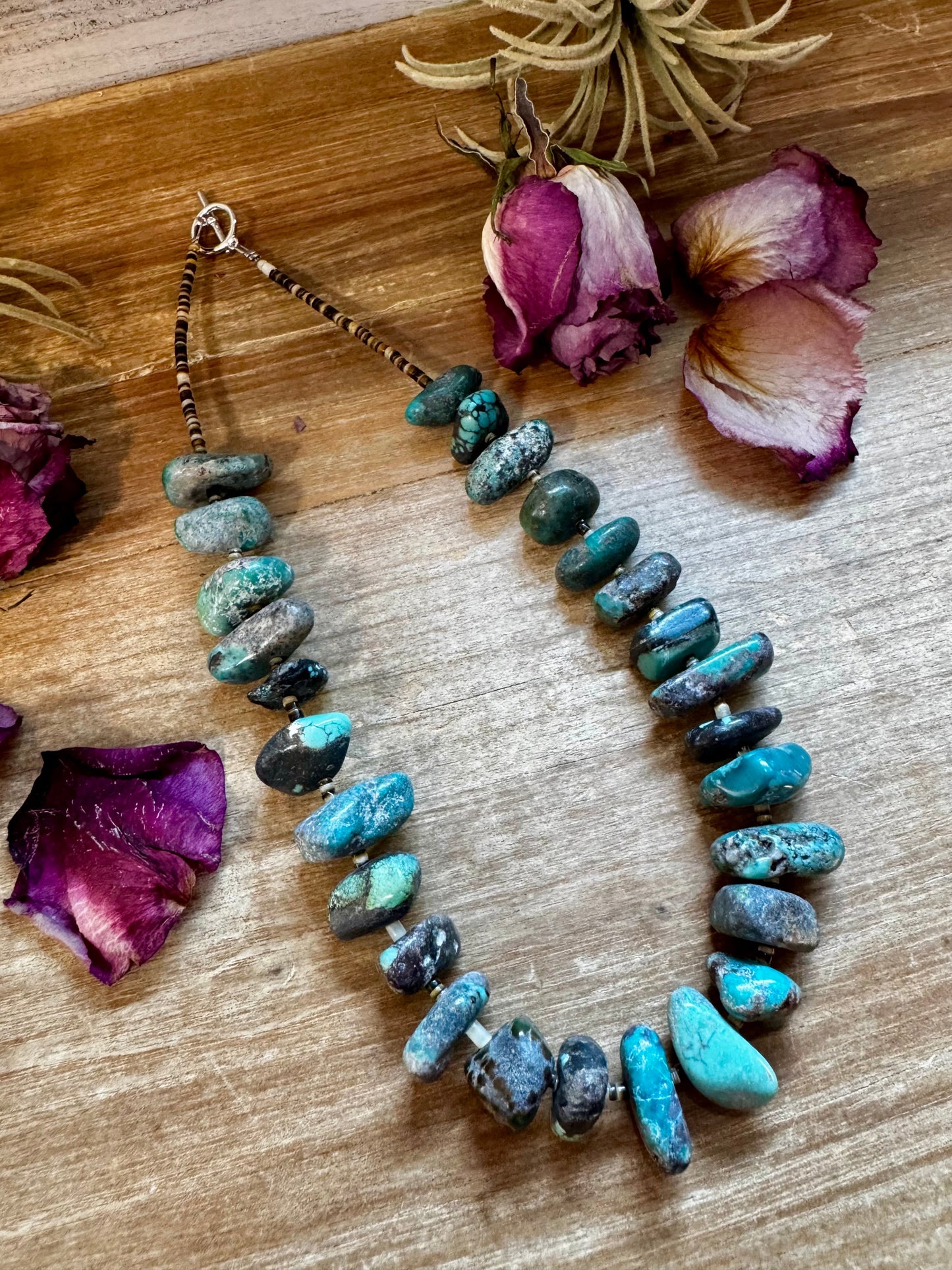 Turquoise Nugget & Shell Necklace – 18.5"