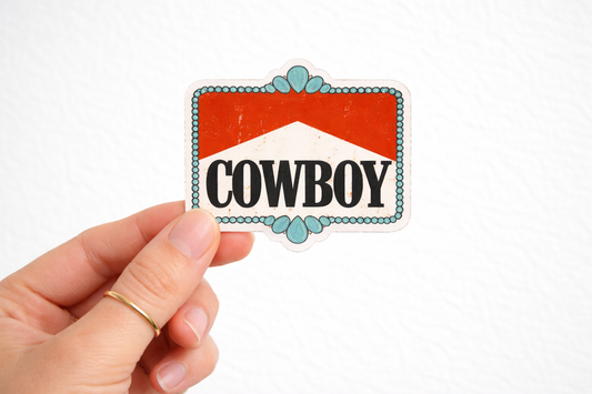 Cowboy Sticker – Waterproof Die Cut Vinyl Western Decal (Approx. 3”)