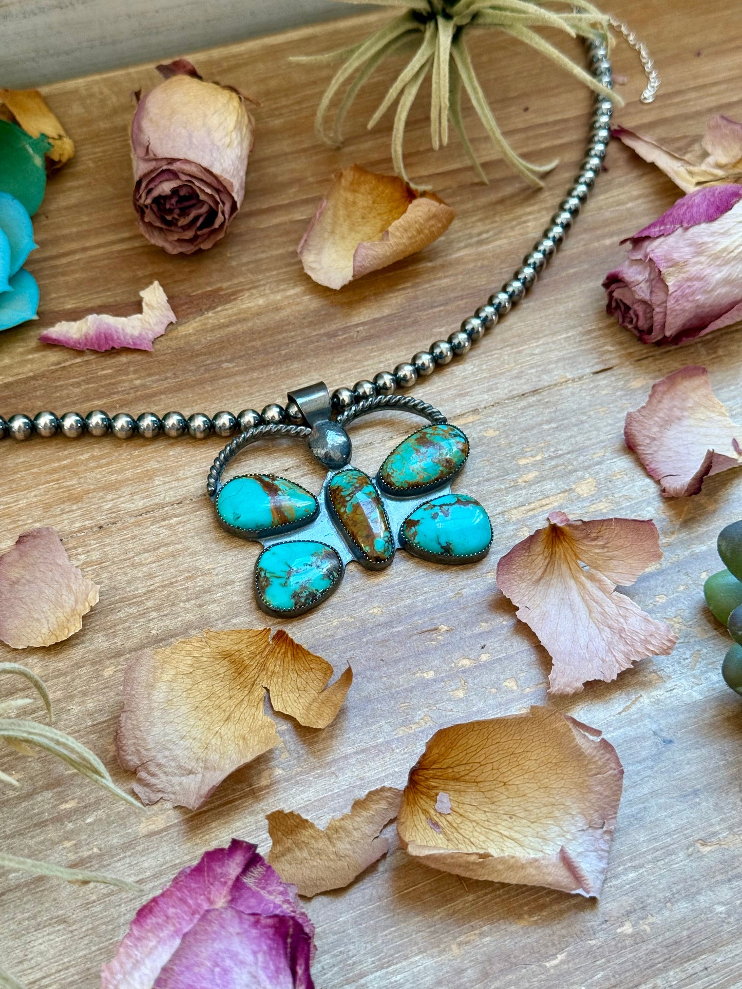 Turquoise Butterfly Pendant – Sterling Silver