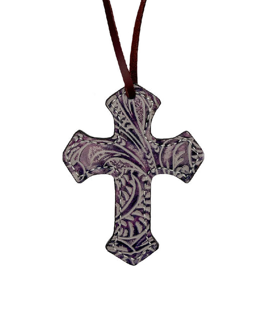 108-LILAC Cross chocolate leather lilac overlay