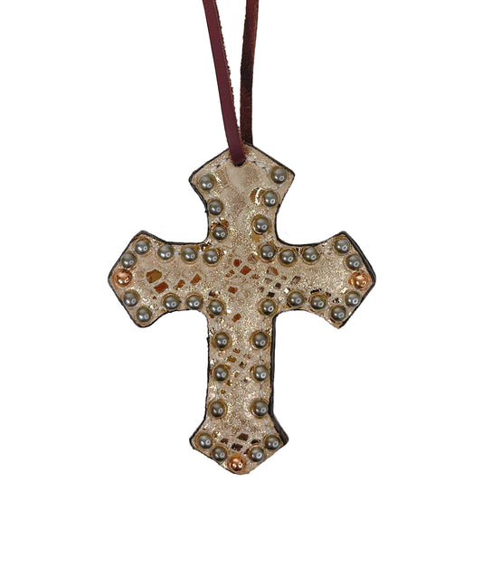 108-MYSTIC Cross chocolate leather mystic overlay with spots