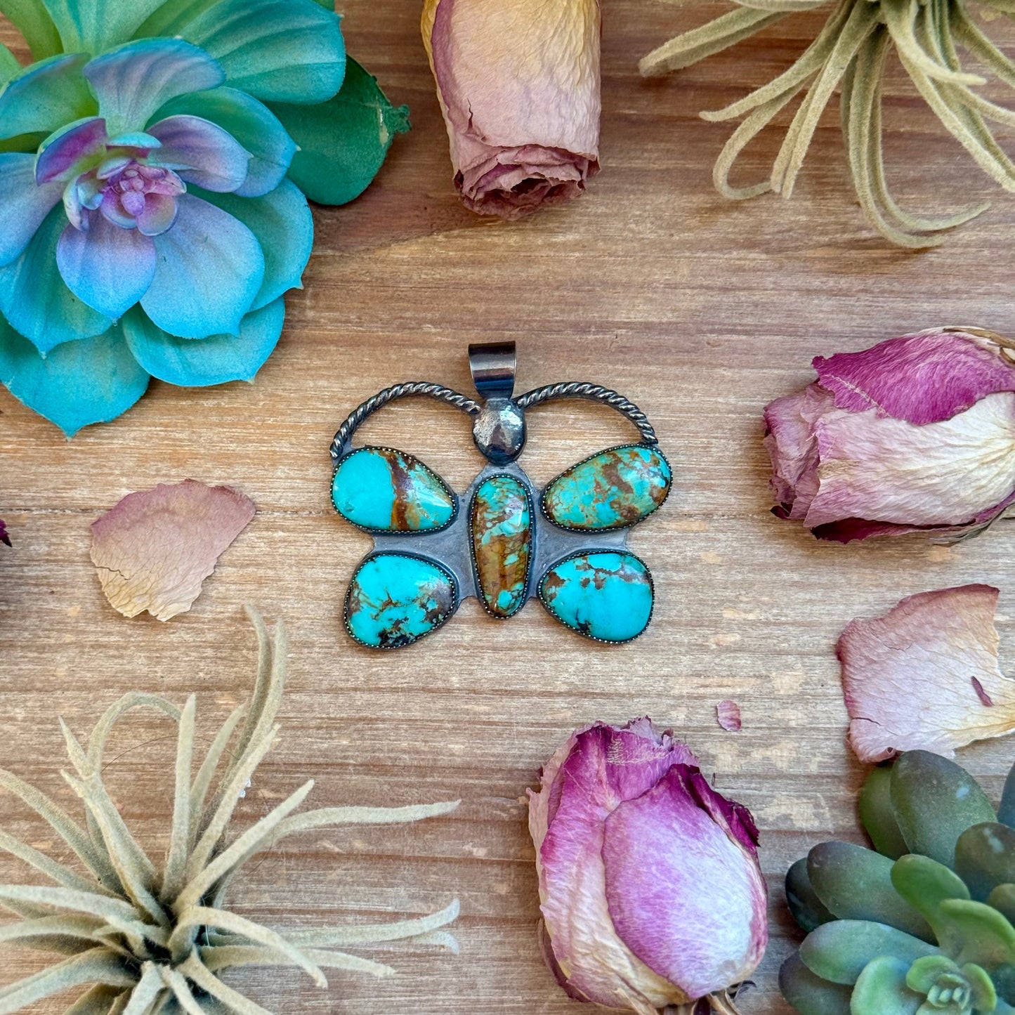 Turquoise Butterfly Pendant – Sterling Silver