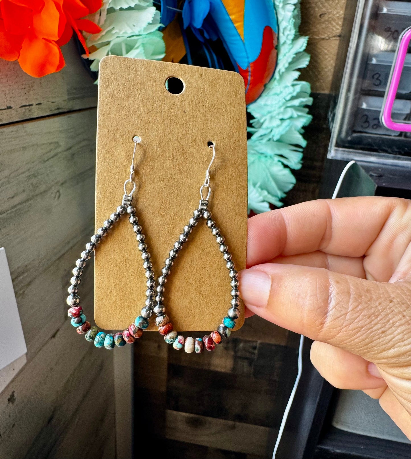 Teardrop Earrings – Sterling Silver Pearl & Sea Sediment