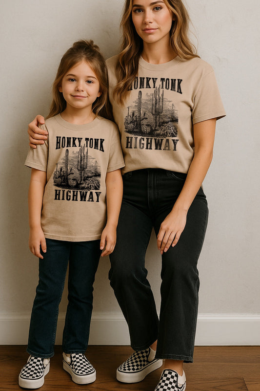 Honky Tonk Highway Matching Mom & Me Shirt – Graphic Tee, Long Sleeve & Crewneck.