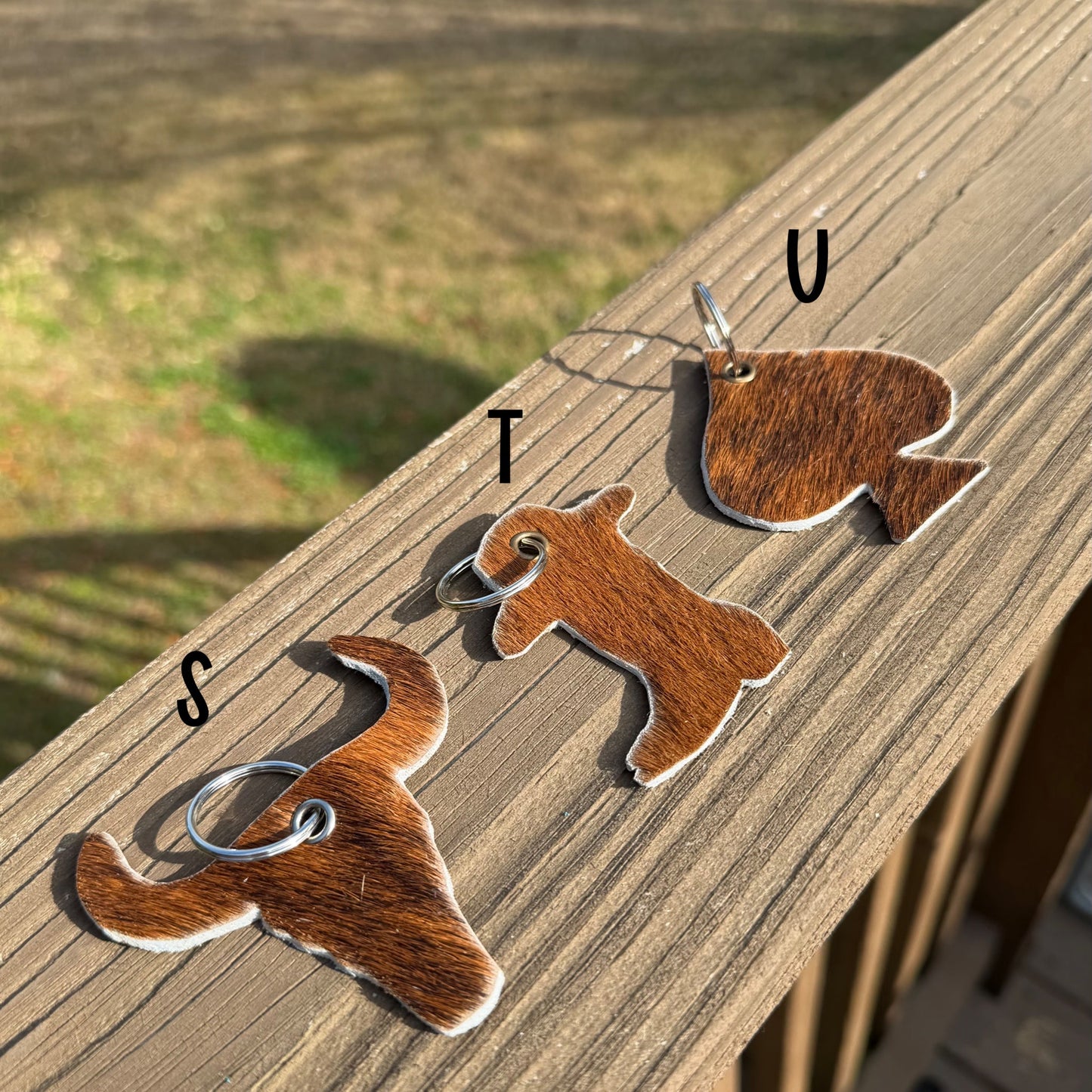 Genuine Hair-On-Hide Keychain – Single-Sided Cowhide Shapes