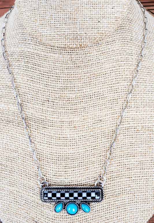 CHECKERED CANYON TURQUOISE & SILVERTONE NECKLACE