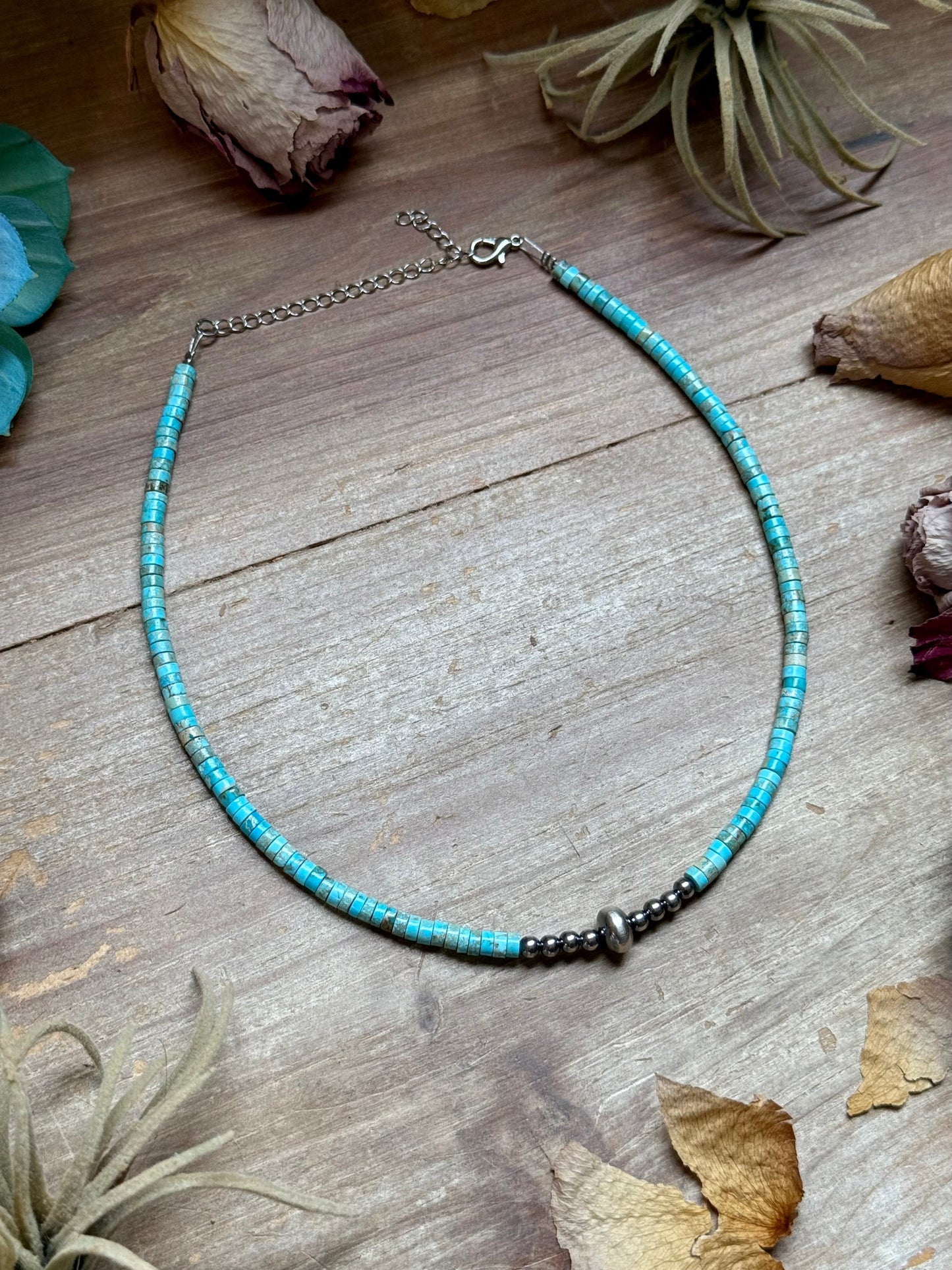 Variscite Heishi Necklace – 15" Best seller