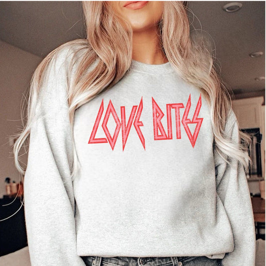 Love Bites Rock n Roll Valentine Shirt – Graphic Tee, Long Sleeve & Crewneck.