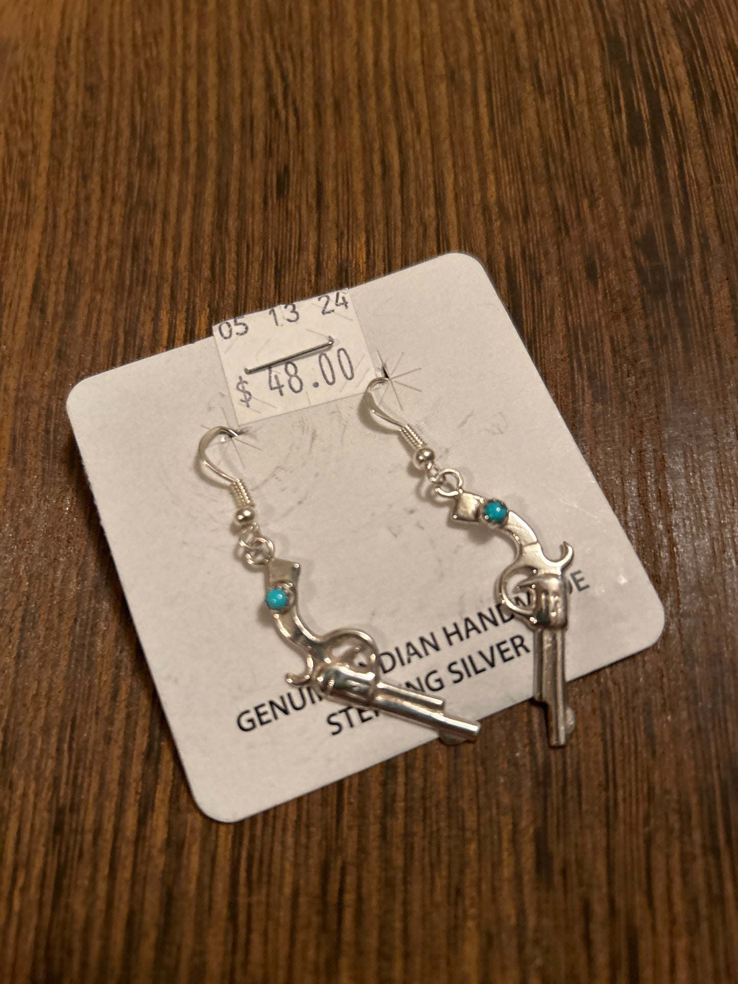 WD- Sterling silver & turquoise revolver earrings