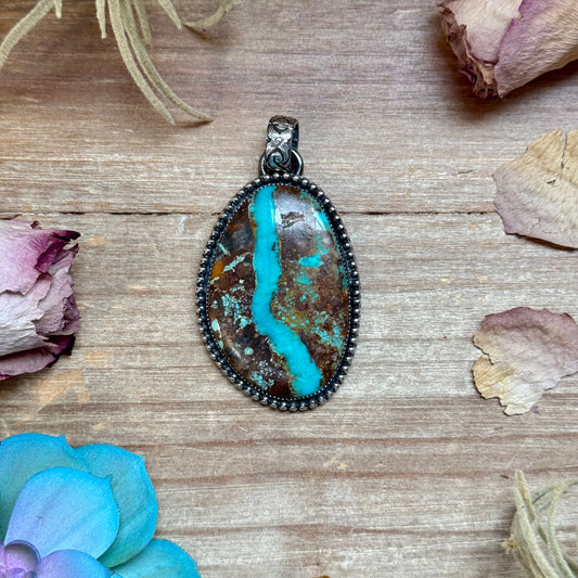 MJ Turquoise Pendant – Sterling Silver (Fits 6mm Pearls)
