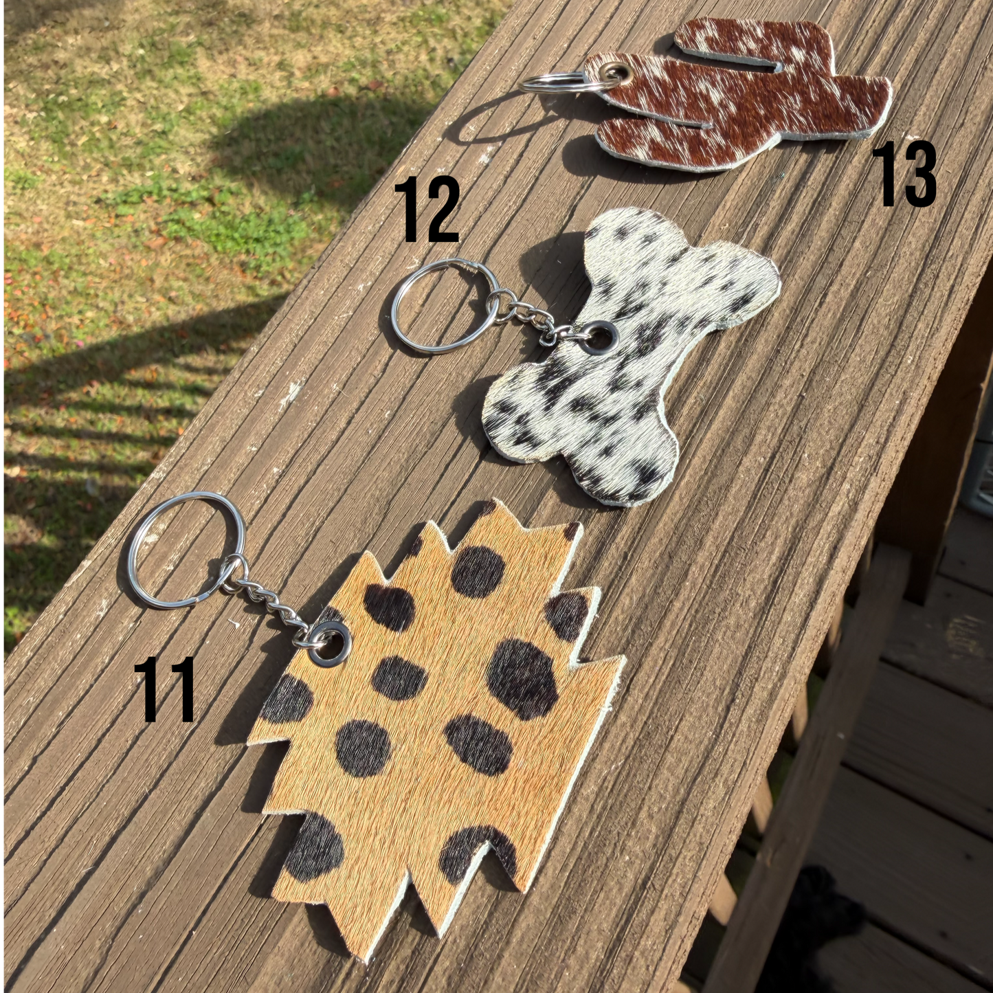 Genuine Hair-On-Hide Keychain – Single-Sided Cowhide Shapes