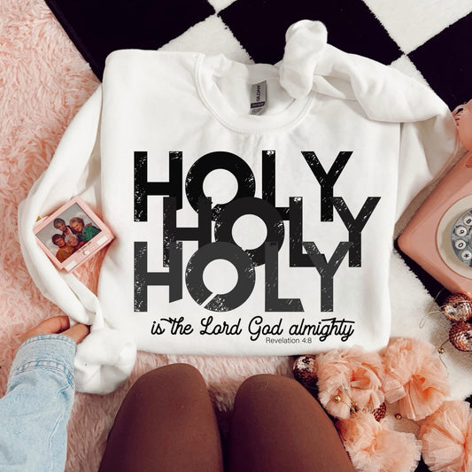 Holy Holy Holy Christian Bible Verse (Revelation 4:8) Kids–Adult Gildan White Shirt – Graphic Tee, Long Sleeve & Crewneck.