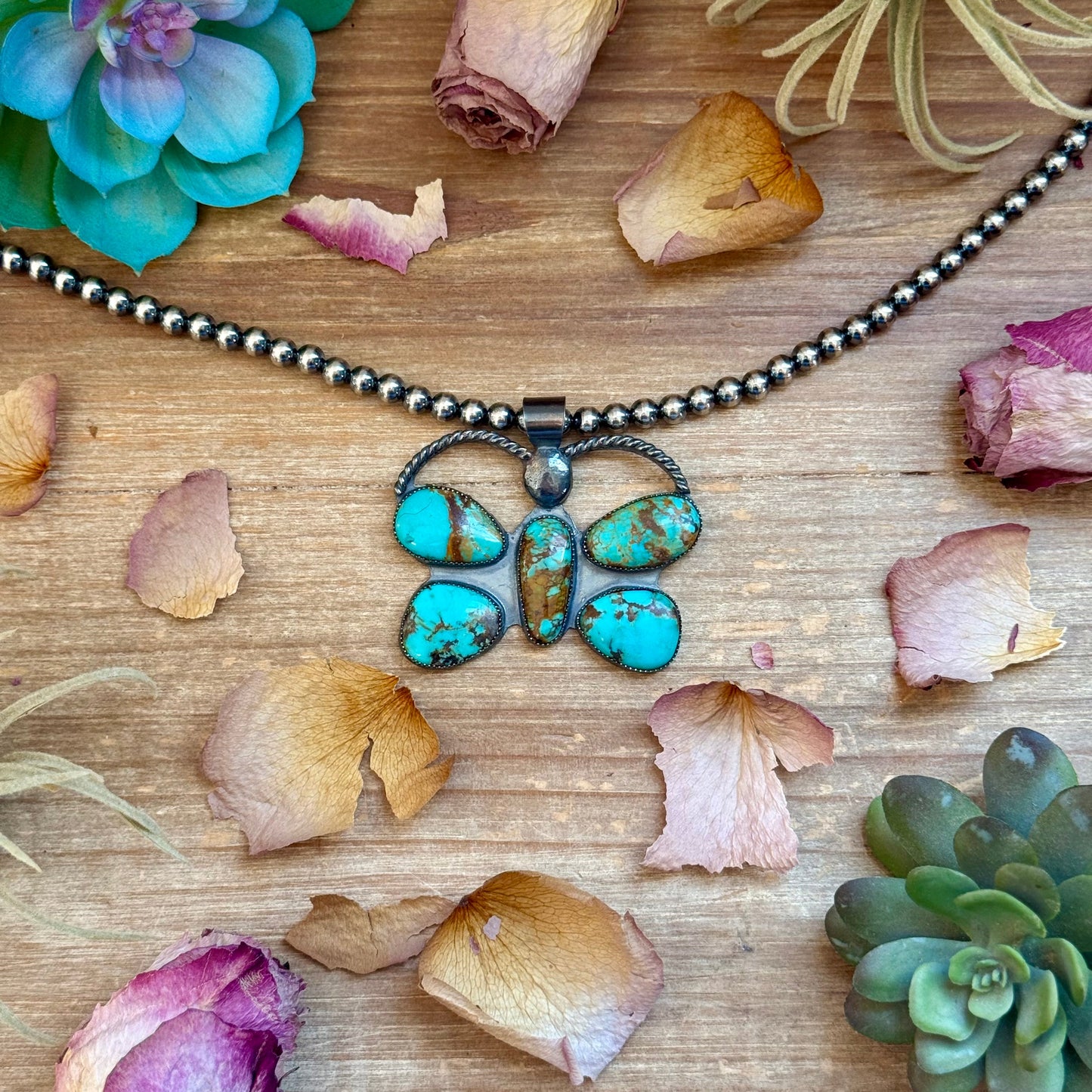 Turquoise Butterfly Pendant – Sterling Silver