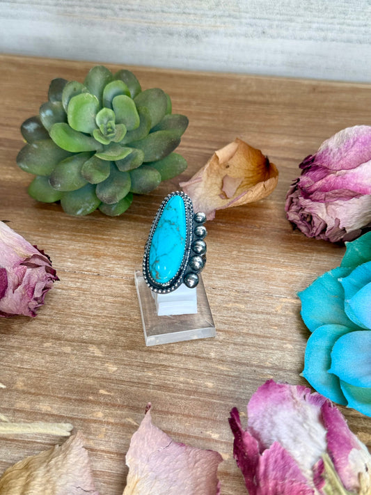 MJ Turquoise Ring – Sterling Silver Adjustable Band