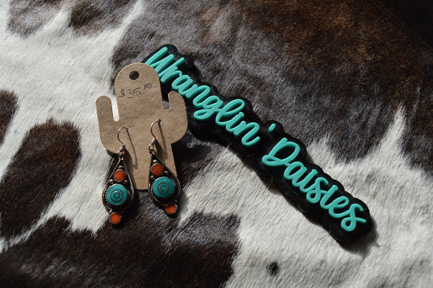 Tibetan Turquoise and Red Coral On Sterling Silver Earrings