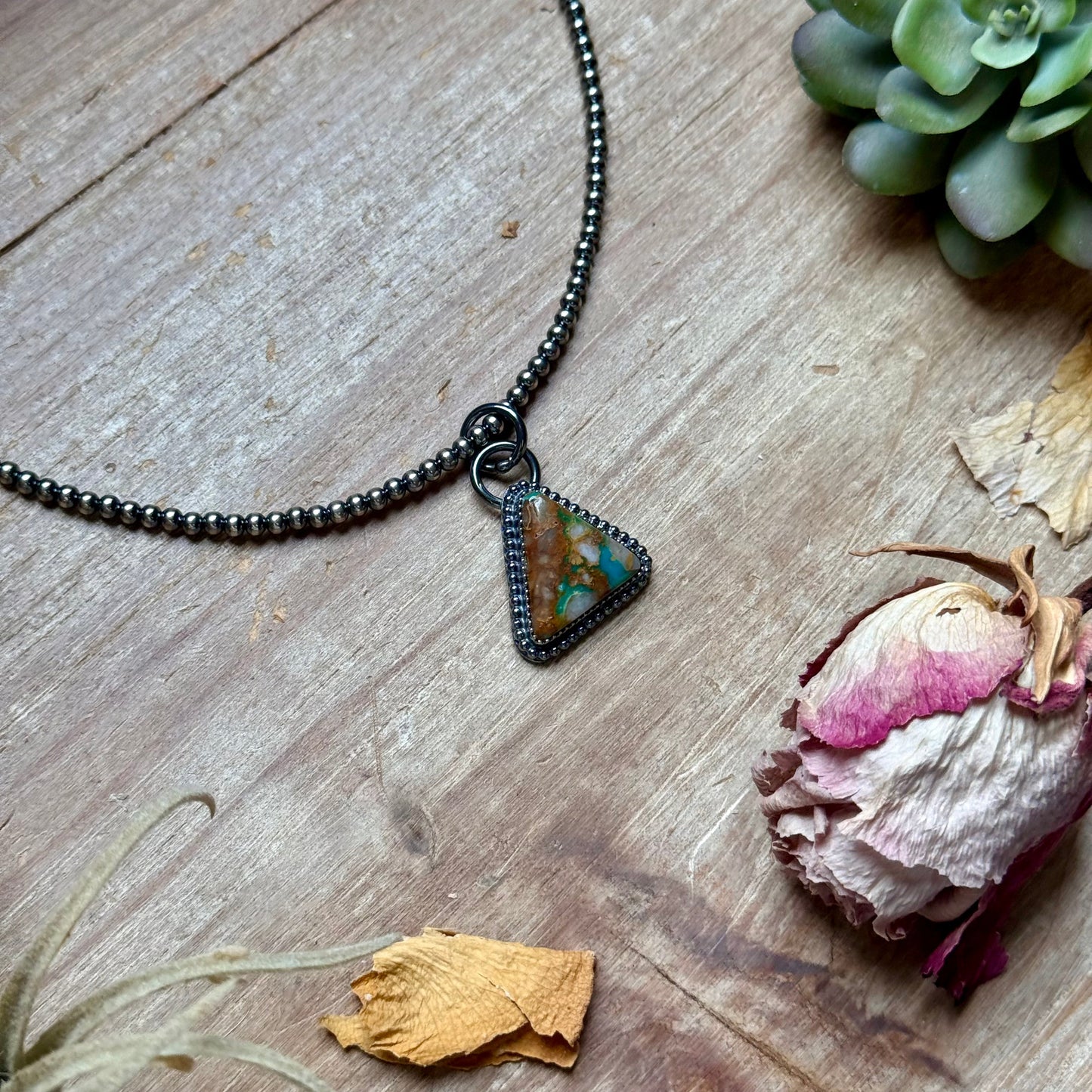 ***FREE Sterling Silver Pearl Necklace + MJ Triangle Royston Turquoise Pendant