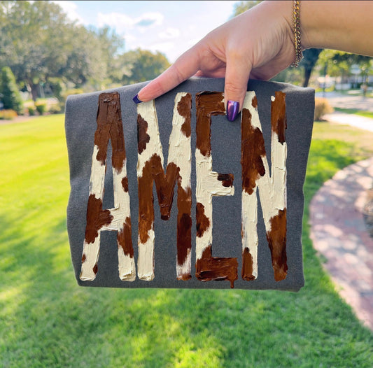 PREORDER-amen Cowprint brushstroke tee