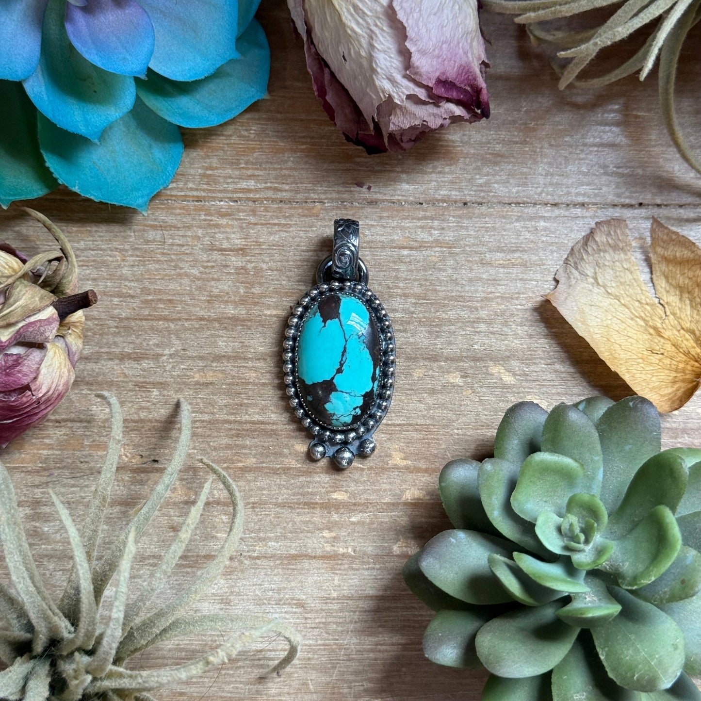 MJ pendant - Sterling Silver Turquoise Pendant