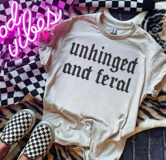 Unhinged and Feral Mommy & Me Kids–Adult Gildan Softstyle Natural Shirt – Graphic Tee, Long Sleeve & Crewneck.