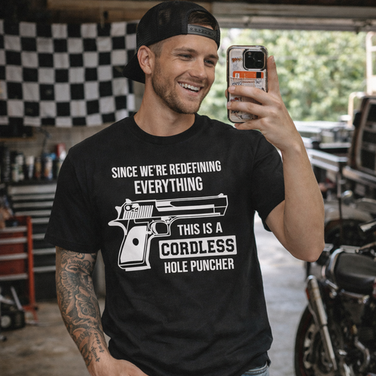 Cordless Hole Puncher Adult Unisex Shirt – Graphic Tee, Long Sleeve & Crewneck.