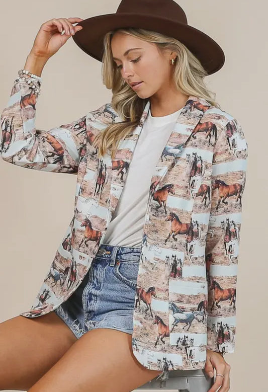 Preorder-horse pattern blazer