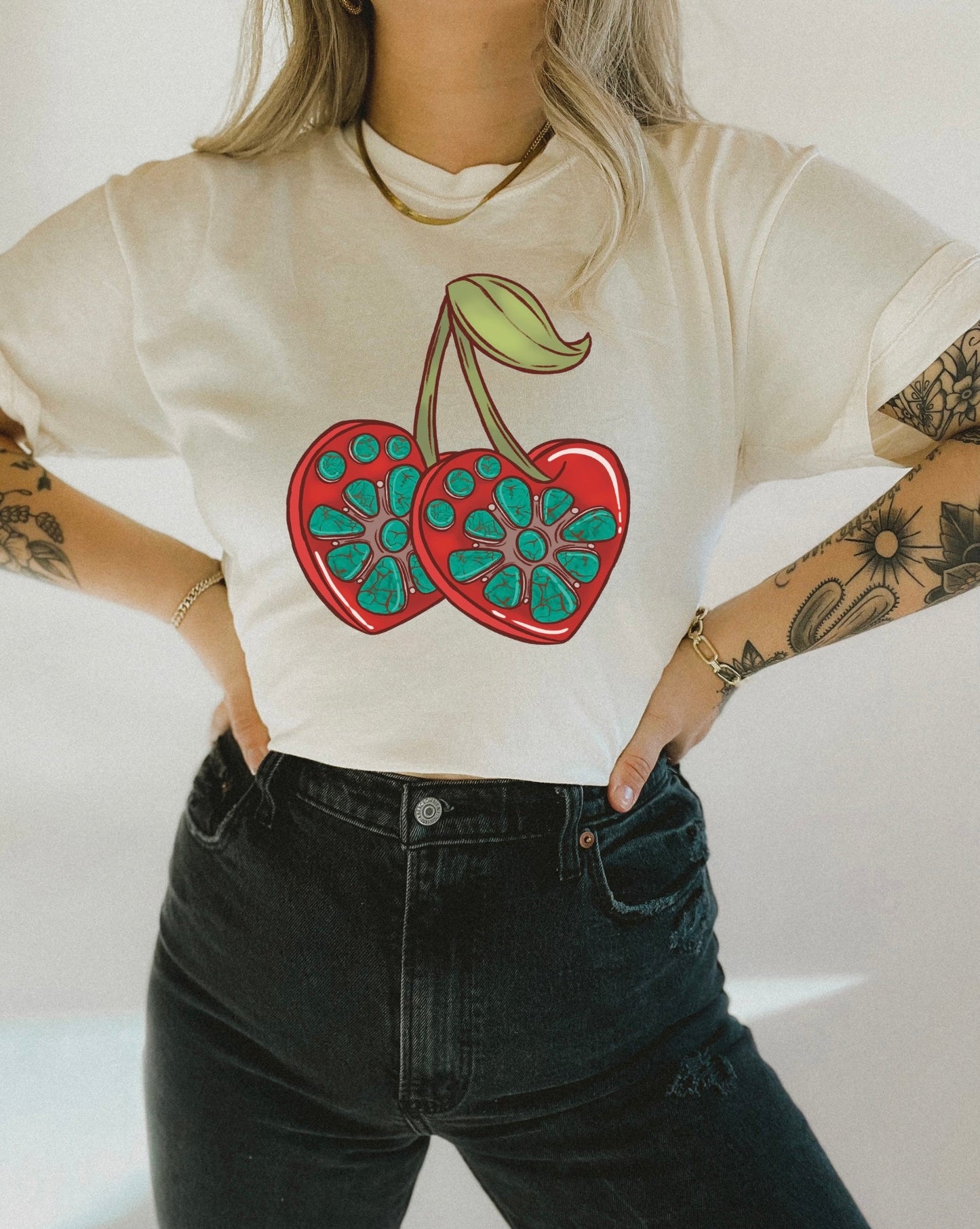 Turquoise Cherry tee