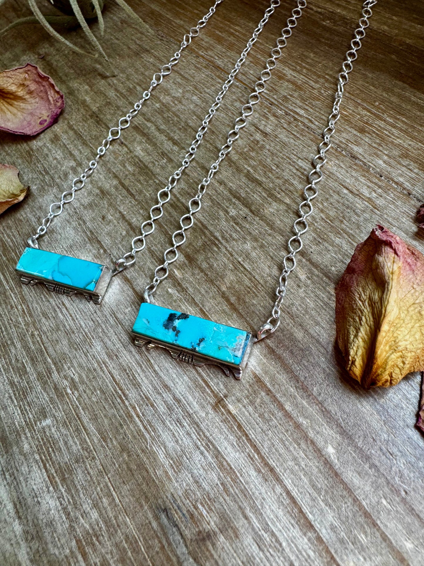20-InchSterling Silver & Kingman Bar Turquoise Necklace –