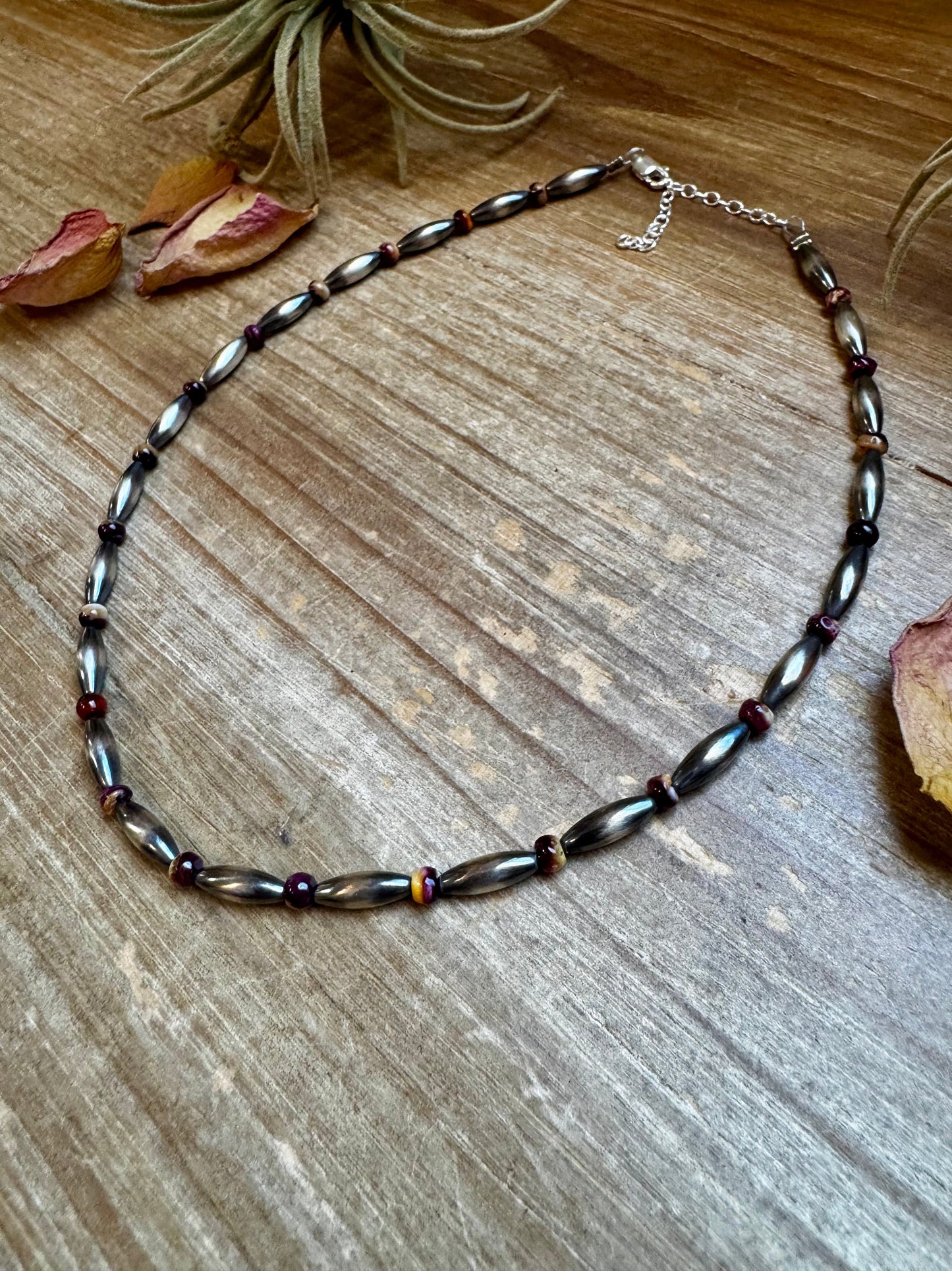 Sterling Silver Torpedo & Purple Spiny Oyster Choker – 14-Inch