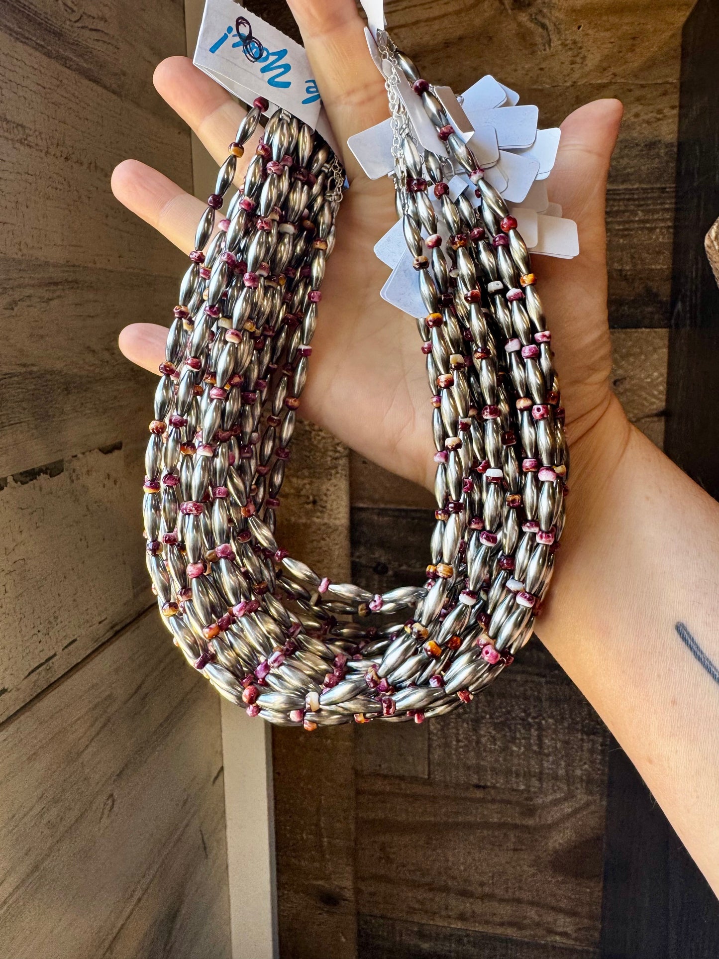 Sterling Silver Torpedo & Purple Spiny Oyster Choker – 14-Inch