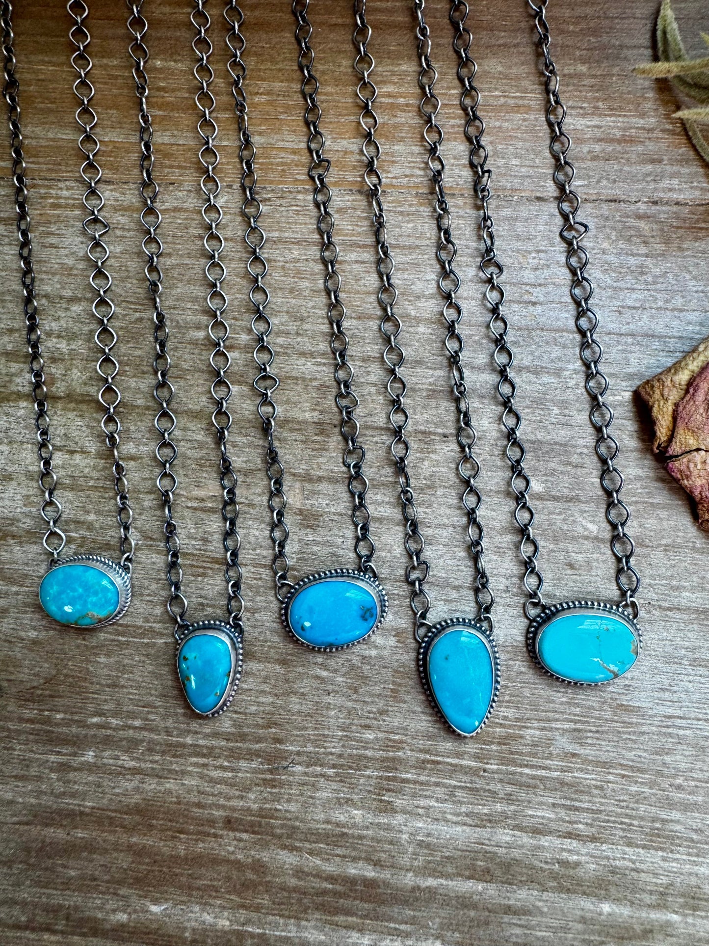 18 inch Sterling Silver Chain with Turquoise