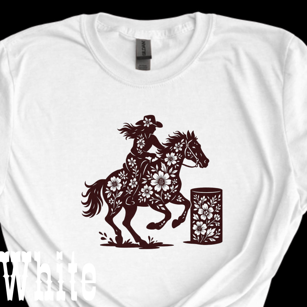 Floral barrel racer tee