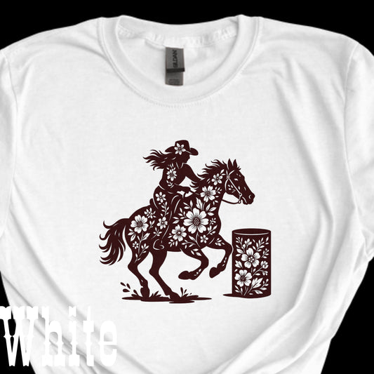 Floral barrel racer tee