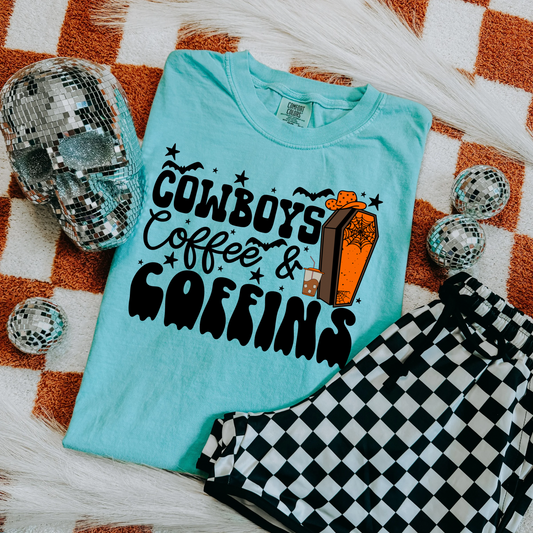 Cowboys, Coffee, & Coffins Tee