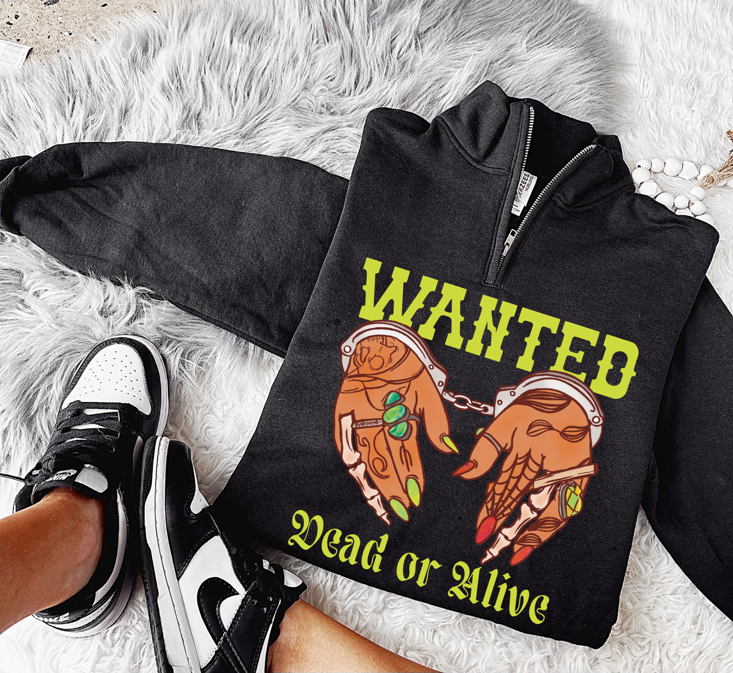 Wanted Dead or Alive Collared Quarter Zip