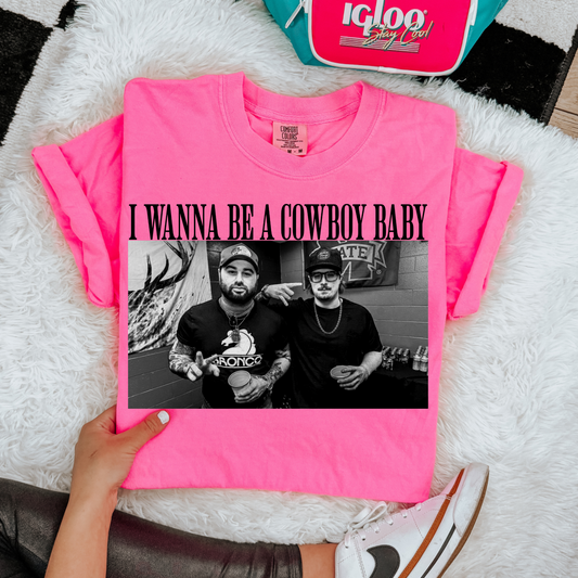 I wanna be a cowboy baby tee